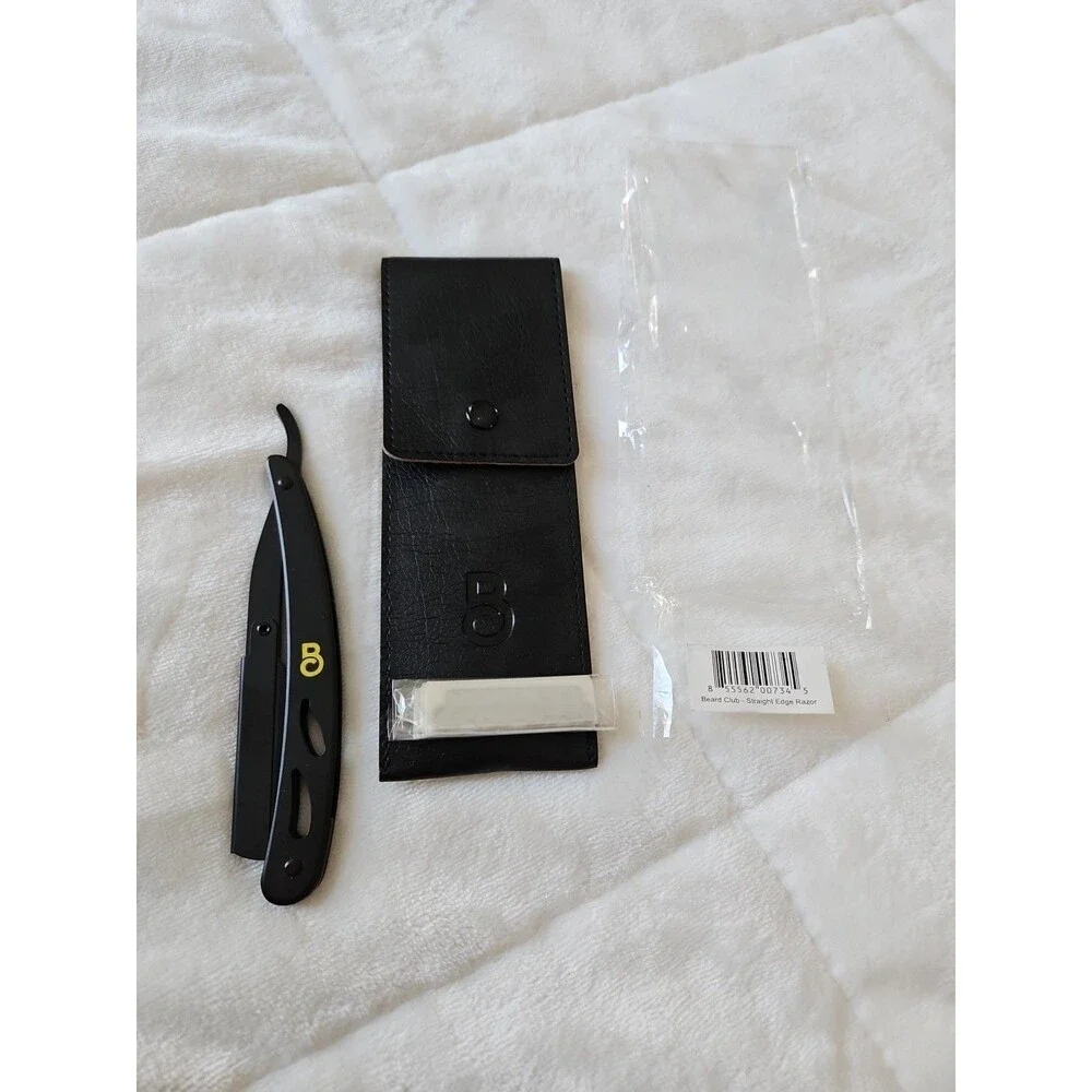 The Beard Club Barber Straight Edge Razor Kit for Men W/Black Faux Leather Case‎